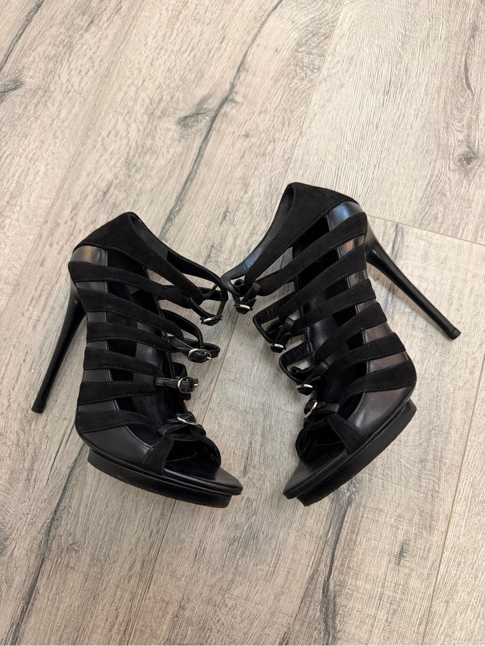 Balenciaga Black Strappy High Heel Sandals
